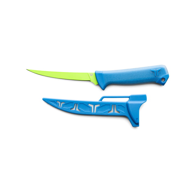 TRUE SYK Trout Fillet Knife 4in 9CR18MoV Stainless Steel Fillet Blue Handle Green