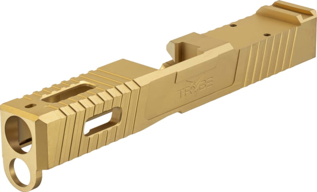 TRYBE Defense Glock 19 Pistol Slide - Version 1 Gen 4 Viper Cut Gold No Base Plate Included - Trybe Defense
