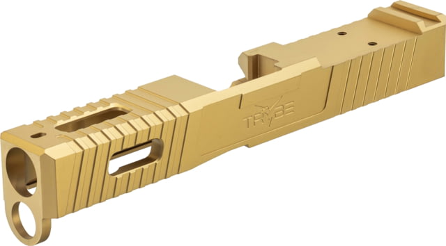 TRYBE Defense Glock 19 Pistol Slide - Version 1 Gen 4 Viper Cut Gold - Trybe Defense