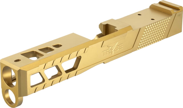 TRYBE Defense Glock 19 Pistol Slide - Version 2 Gen 5 Viper Cut Gold - Trybe Defense