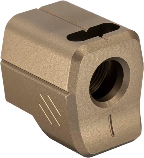USED TRYBE Defense Universal Single Port 9mm Compensator Compact Firearms Flat Dark Earth TRBDSPUNI9MMCC-FDE EDEMO1 Used Condition Fair - Trybe Defense