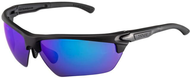 TRYBE Tactical Universal Fit Safety Glasses Adjustable Wire Core Temples and Nose Piece Blue Mirror Lens Black - Trybe Tactical