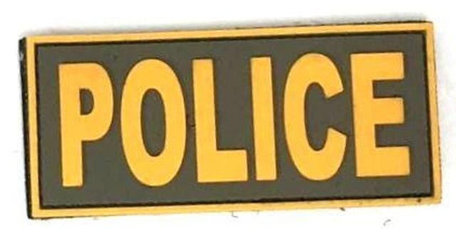 TUFF Products PolicePVC Patch - Velcro Sewn Ranger Green w/Gold Letters 4.5x2 P-Police-4.5x2 GNGD - Tuff Products