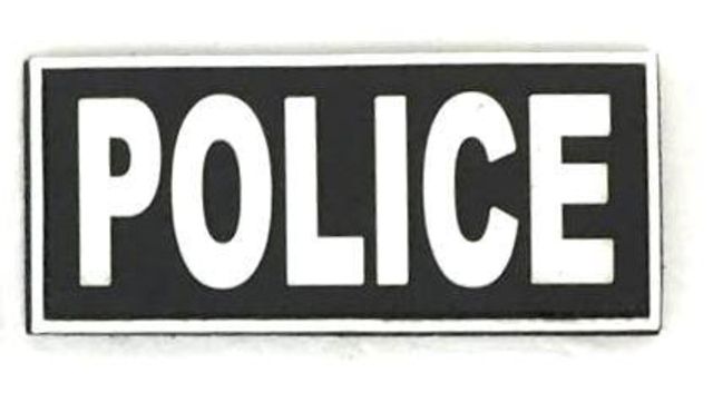 TUFF Products PolicePVC Patch - Velcro Sewn Black w/White Letters 4.5x2 P-Police-4.5x2 BKWT - Tuff Products