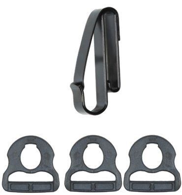 TUFF Products Quick Hook System 1 Clip On Snap Hook 3 Notched Polymer Rings Black - Tuff Products