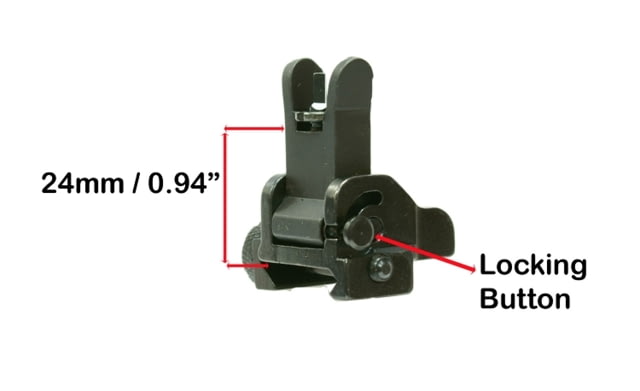 Tuff Zone Flip-Up Front Sight - Low Profile w/ Locking Button Fits Picatinny/Weaver rails - Tuff Zone