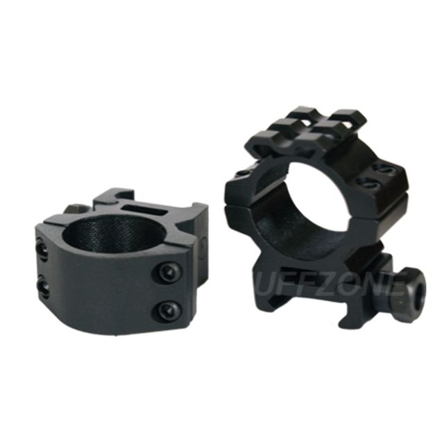 Tuff Zone Low Profile Weaver Ring w/ Rail on Top 1in Set Of Two - Tuff Zone