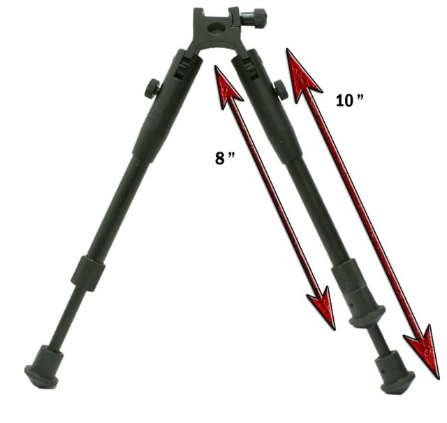 Tuff Zone Tactical Bi-Pod 8-10in w/ Picatinny & Swivel Stud Mounting Systems - Tuff Zone
