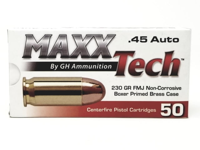 TulAmmo Maxxtech Brass Casefire Handgun Ammunition .45 ACP 230 Gr FMJ 1000/ct Ammo Maxxtech Brass Casefire Handgun Ammunition .45 ACP 230 Gr FMJ 1000/ct Ammo