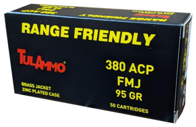 TulAmmo Steel .380 ACP 91 Grain Full Metal Jacket Zinc Coated Steel Cased Centerfire Pistol Ammo 50 Rounds Ammo Steel .380 ACP 91 Grain Full Metal Jacket Zinc Coated Steel Cased Centerfire Pistol 50 Rounds Ammo