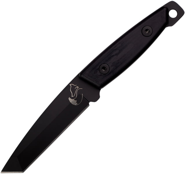 Turq Gear Fox Black Fixed Blade Knife 8.63in Overall 4.25in Black Cerakote Finish Sleipner Tool Steel Tanto Blade Black G10 Handle Leather/ABS Sheath - Turq Gear