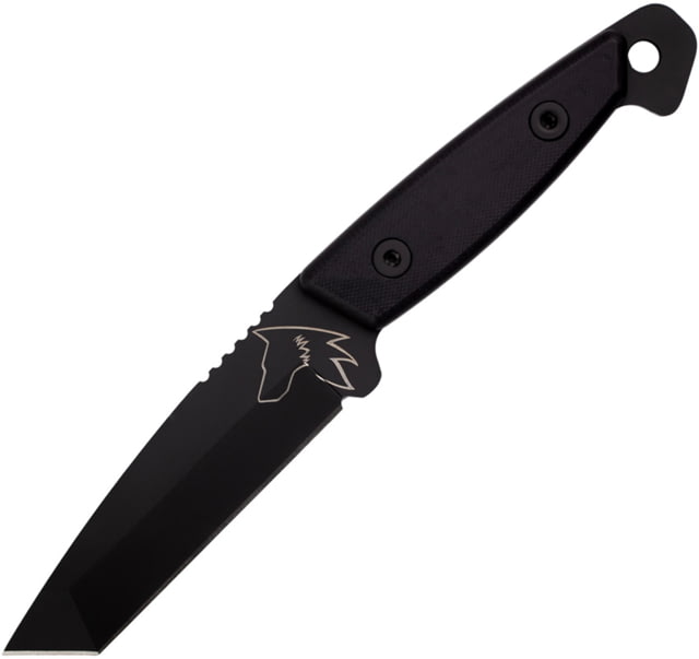 Turq Gear Wolf Black Fixed Blade Knife 9.38in Overall 4.38in Black Cerakote Finish Sleipner Tool Steel Tanto Blade Black G10 Handle Leather/ABS Sheath - Turq Gear