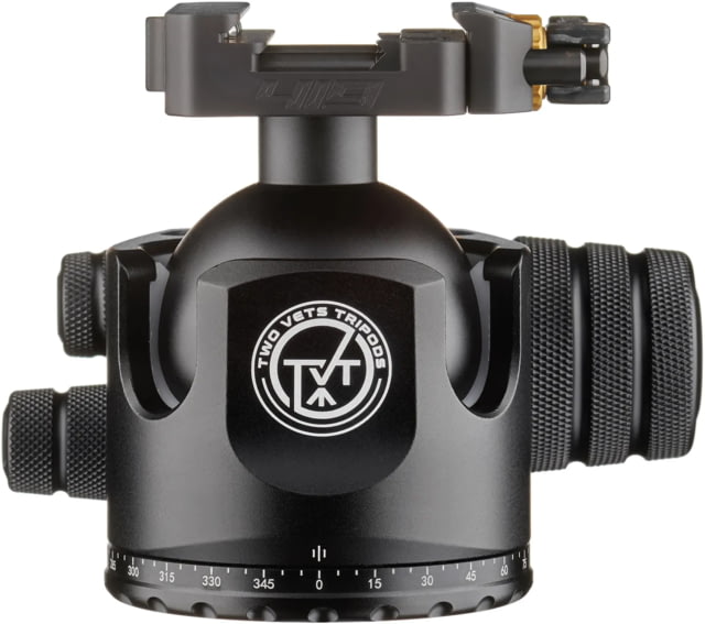 Two Vets Tripods Inc 55MM Dual Tension Ballhead w/Arcalock Dual Clamp Arca Swiss and Picatinny Black 3in