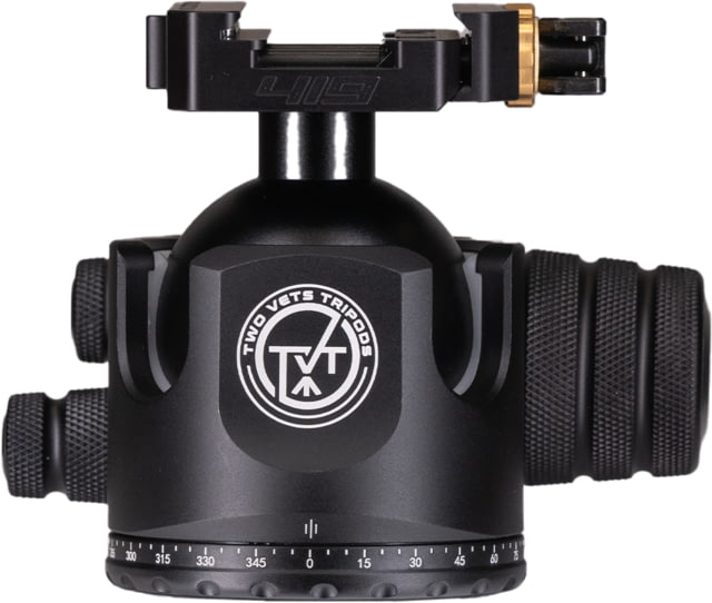 Two Vets Tripods Inc 55MM Dual Tension Ballhead w/Arcalock Dual Clamp Arca Swiss and Picatinny Black 3in - Two Vets Tripods Inc