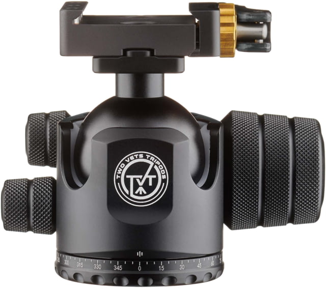 Two Vets Tripods Inc 44mm Dual Tension Ballhead W/ Area 419 Arcalock QD Black 3in