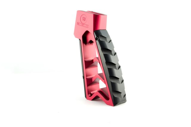 Tyrant CNC Mod Grip w/Chevron Back Straps Red Large - Tyrant Cnc
