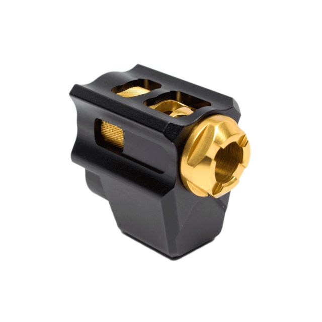 USED Tyrant CNC T-Comp Glock Gen 4 Compensator Black/Gold TD-TCOMPG4-BLK/GOLD - Tyrant Cnc