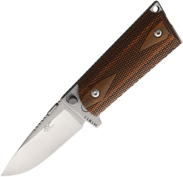 Ultimate Equipment M1911 Compact Hammerhead Folding Knife 3.25" satin finish 440C stainless blade Brown checkered Walnut handle - Ultimate Equipment