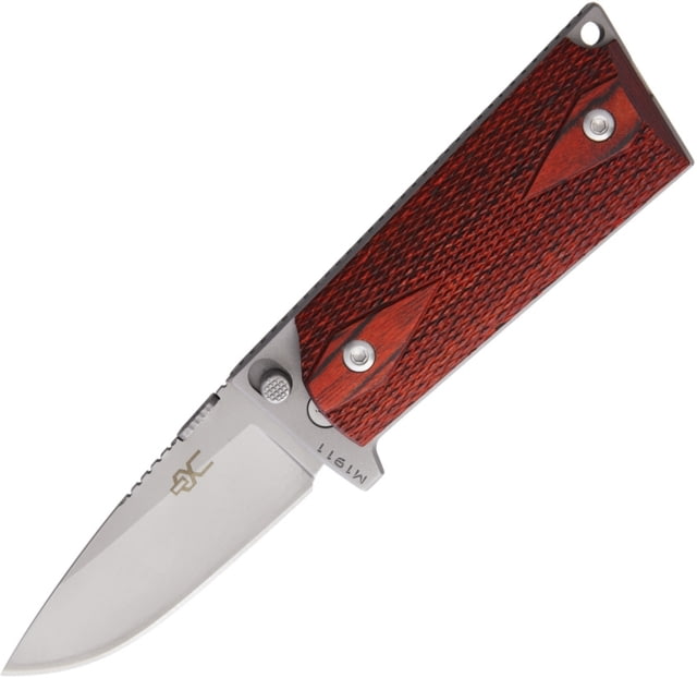 Ultimate Equipment M1911 Compact Hammerhead Folding Knife 4.25in Closed 3in Bead Blast Finish 440C SS Drop Point Checkered Rosewood Handle - Ultimate Equipment