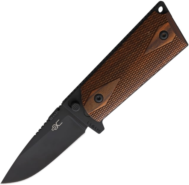 Ultimate Equipment M1911 Compact Hammerhead Folding Knife 4.25in Closed 3in Black Titanium Coated 440C SS Drop Point Checkered Walnut Handle - Ultimate Equipment