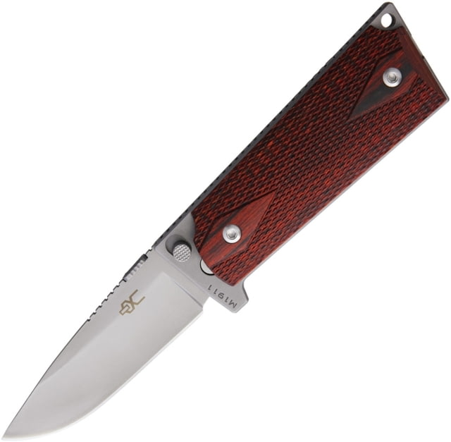 Ultimate Equipment M1911 Hammerhead Lock Folding Knife 4.75in Closed 3.5in Bead Blast Finish 440C SS Drop Point Checkered Rosewood Handle - Ultimate Equipment
