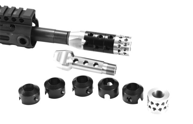 USED UM Tactical R.A.G.E. Total Compensation System Muzzle Brake .30 Caliber 5/8x24 Right Hand Ports Silver TCS-30-SIL-RH - Um Tactical