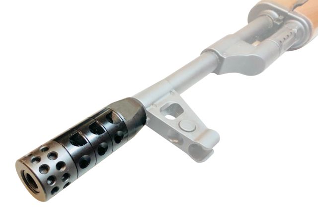 UM Tactical R.A.G.E. Total Compensation System Muzzle Brake 7.62x39mm M14x1 LH Left Hand Ports Black - Um Tactical