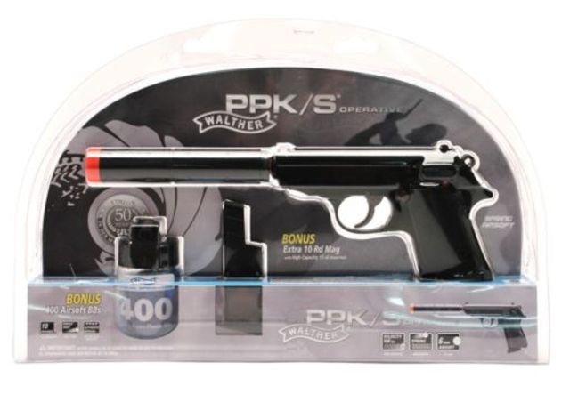 Umarex Walther PPK/S Operative Kit w/Spring Pistol and Two 10 Shot Magazines Black