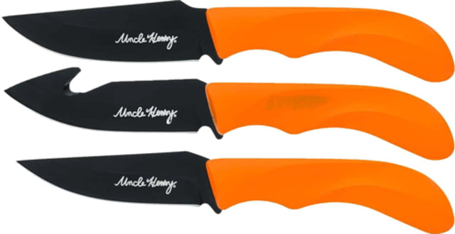 Uncle Henry 3 Fixed Knife Set 3.25in Stailess Steel Fixed Blade Black Oxide Blade Bone Staglon Handle - Uncle Henry