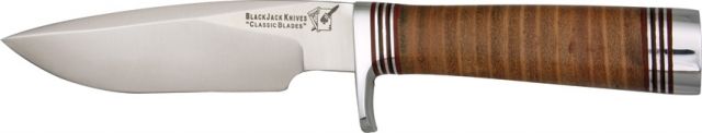 Blackjack Classic Model 125 Fixed Blade Knife Stacked Leather Handle - Blackjack