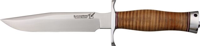 Blackjack Classic Model 7 Fixed Blade Knife 7in A-2 Tool Steel Leather Commando Style Handle BCB - Blackjack