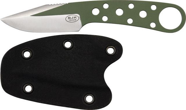 Uncle Mike's Model 155 Neck Knife Green Powder Coated Fixed Blade Knife 3in Finger Ring Handle BCB155G - Blackjack