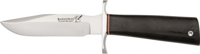 Blackjack Model 5 Black Fixed Blade Knife 5.625in A-2 Tool Steel Black Micarta Sabre Handle - Blackjack