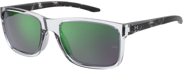 Under Armour Hustle Sunglasses with Crystal-Havana Black Temples/Grey Frame and Green Mirror Lens Medium  MNG-Z9 - Under Armour