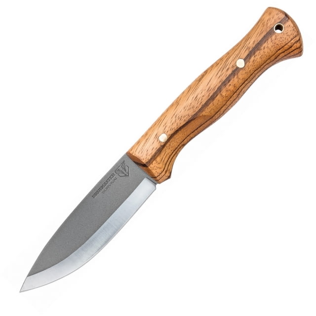 United Cutlery Bushmaster Explorer Knife 9.5in Overall 4.38in Gray Coated 1095Hc Steel Blade Brown Wood Handle Brown Leather Sheath - United Cutlery