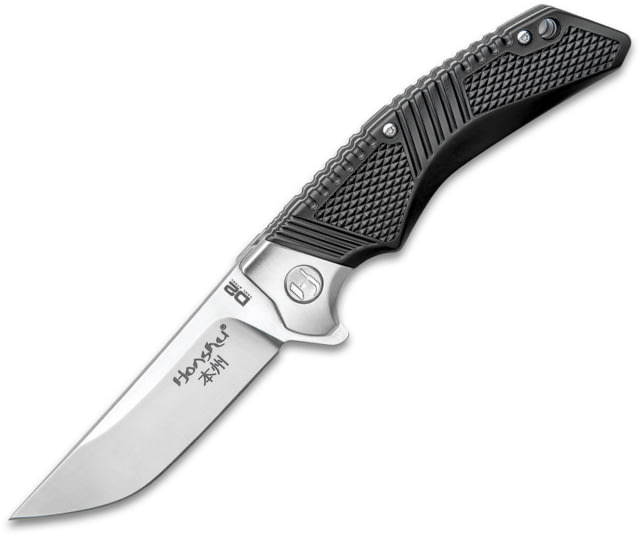 United Cutlery Honshu Sekyurti Linerlock Folding Knife 3.5" satin finish D2 tool steel blade Black checkered nylon handle - United Cutlery