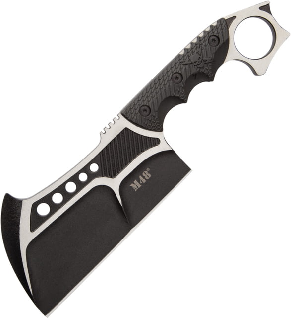 United Cutlery M48 Conflict Cleaver With Vort Knife 6.25" black oxide coated 2Cr13 stainless cleaver s Black finger grooved nylon handle - United Cutlery