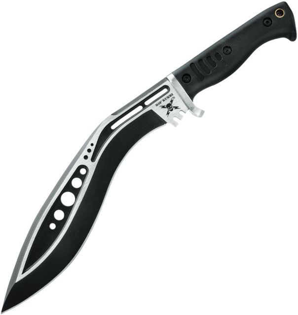United Cutlery M48 Kukri With Sheath Fixed Blade Knife 10.5in Black and Satin Black TPR Handle - United Cutlery