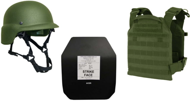 United Shield Active Shooter Level III PST 650 Helmet 2 10in x 12in Acer Plates OD Green Small ASLIII-S-ODG - United Shield