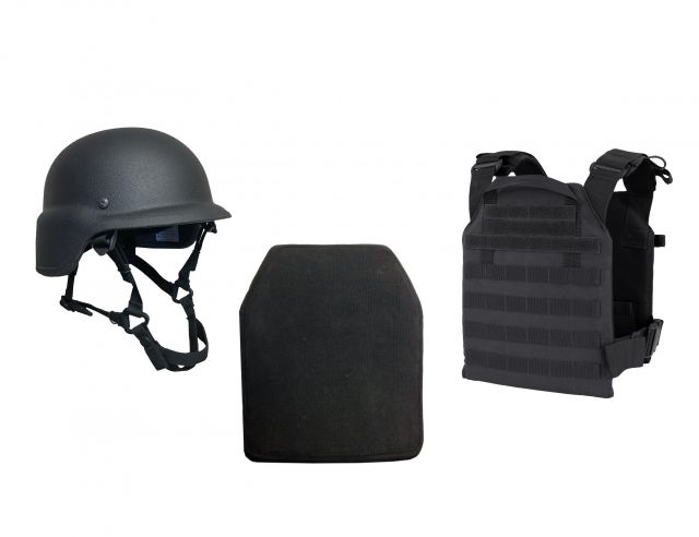 United Shield Active Shooter Level IV PST 650 Helmet 2 10inX12in Zeta6h Plates Black Extra Large ASLIV-XL-B - United Shield