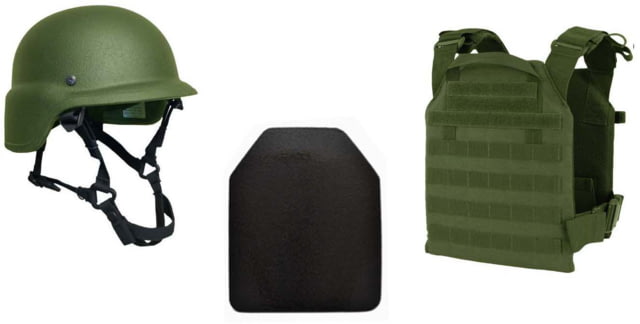 United Shield Active Shooter Level IV PST 650 Helmet 2 10inX12in Zeta6h Plates OD Green Extra Large ASLIV-XL-ODG - United Shield