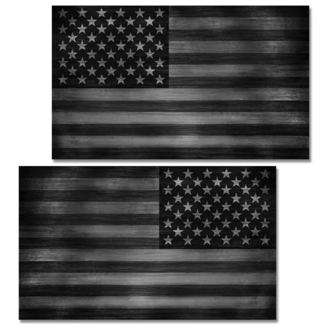 US Night Vision Vehicle Flag Wraps - US Flag Stealth Black - Set of Two - Stars Right and Stars Left