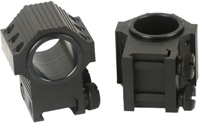 Kensight USTS Double Width Steel Scope Rings 1.270in High Profile Ribbed Black - Kensight