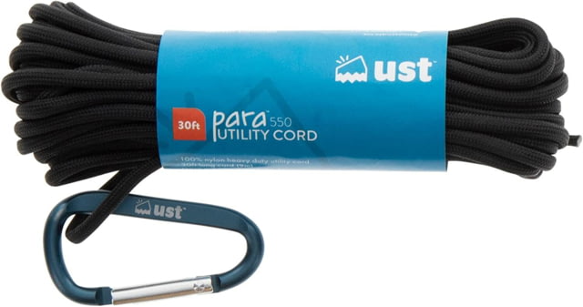 UST - Ultimate Survival Technologies Para 550 Utility Cord 30 Foot 100percent Nylon Includes Carabiner Black