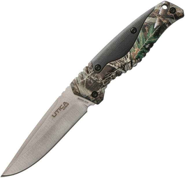Utica Apter II Fixed Blade Knife 3.75" satin finish 8Cr13MoV stainless blade Camo aluminum handle - Utica