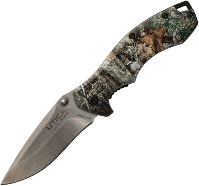Utica Bush Trail III Linerlock Folding Knife 3" satin finish 8Cr13MoV stainless blade ABS handle - Utica