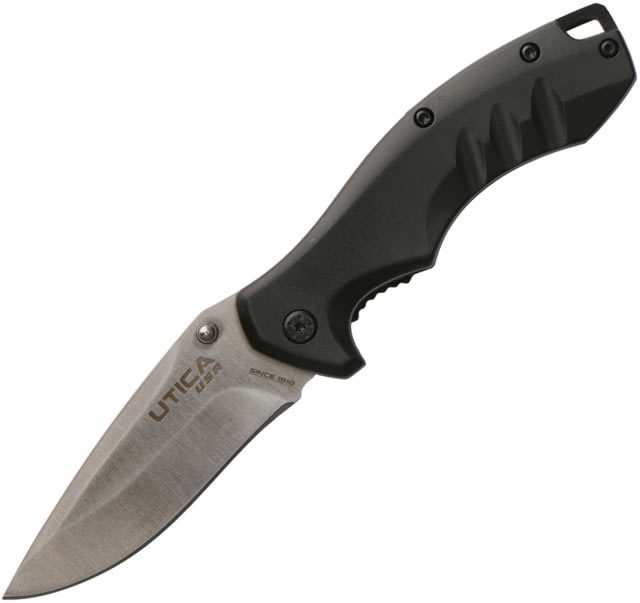 Utica Bush Trail IV Linerlock Folding Knife 3" satin finish 8Cr13MoV stainless blade Black ABS handle - Utica