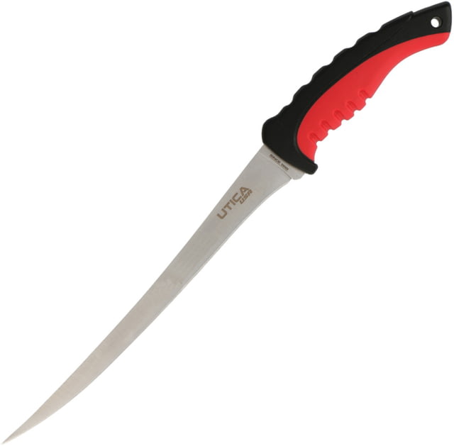 Utica Lake Slayer III Fillet Knife 9" satin finish 440 stainless fillet blade Black and red polymer handle - Utica