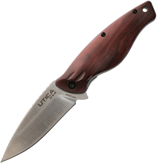 Utica Mountain Timber III Linerlock Folding Knife 3.5" satin finish 8Cr13MoV stainless blade Brown ABS handle - Utica