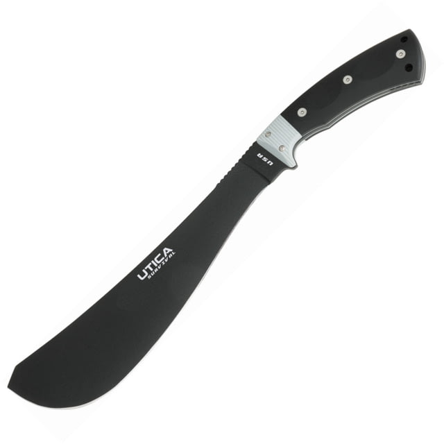 Utica Stealth I Machete 11.25" black powder coated 1095HC steel blade Black and gray micarta handle - Utica